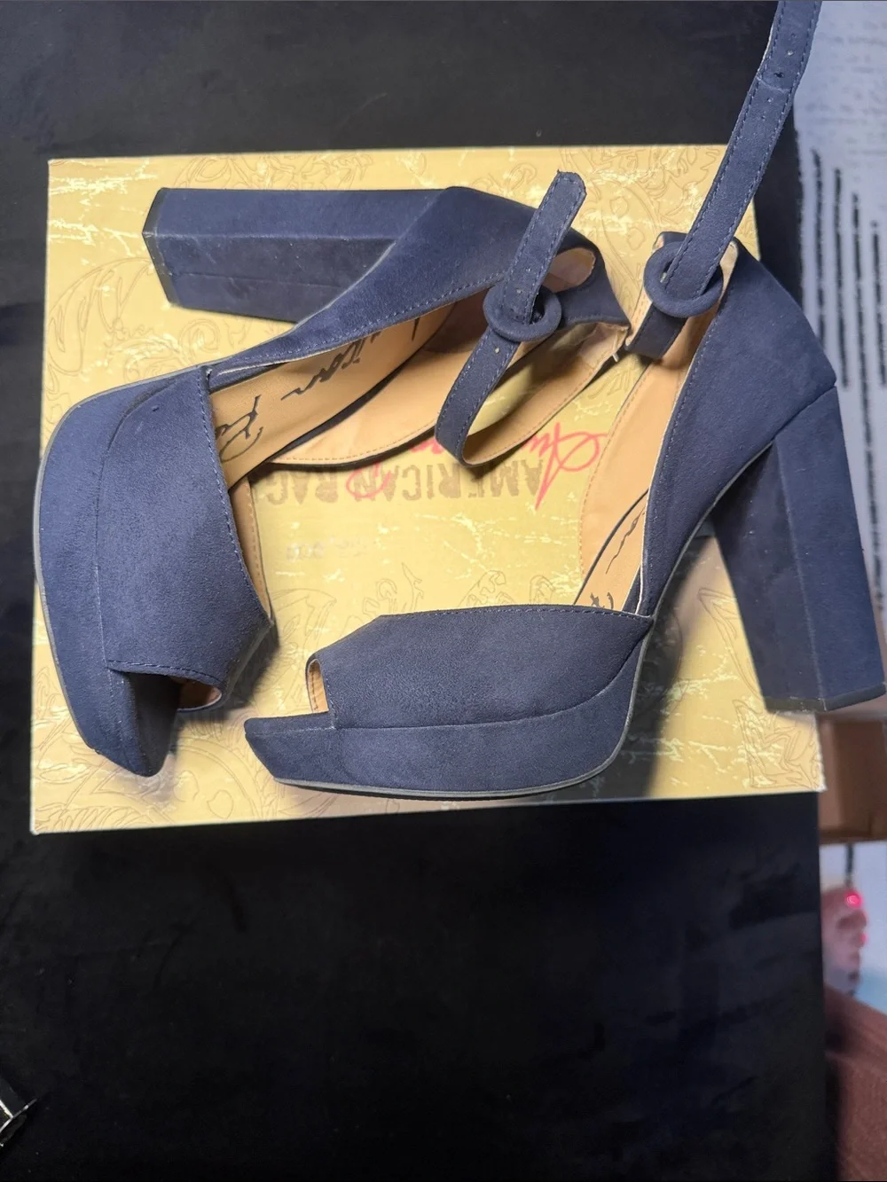 American Rag Navy Suede Platform Block Heels